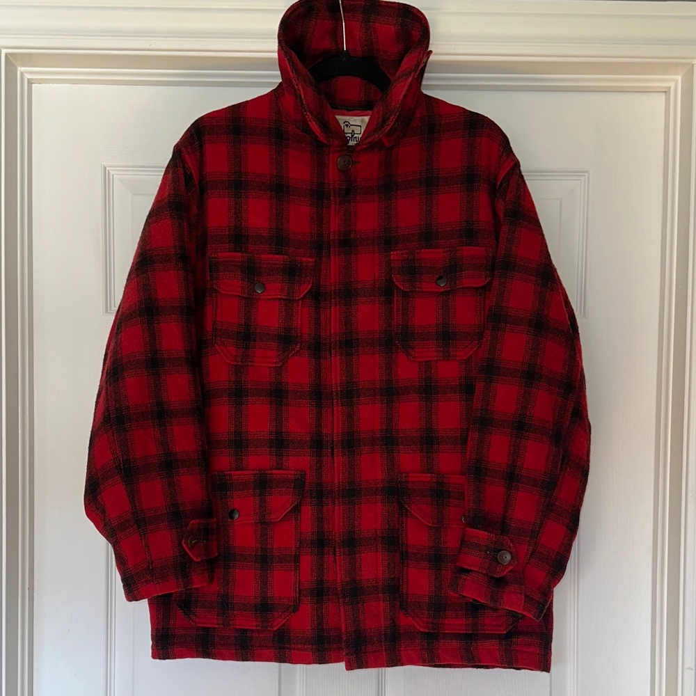Woolrich Vtg 60's Ladies Mackinaw Cruiser Buffalo Plaid Wool Hunting Coat sz42/L - Picture 2 of 12